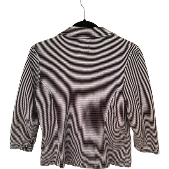 Tulle Original Clothing blazer. Blue/white stripe. Size L. 3/4 ruched sleeves. - Picture 3 of 14